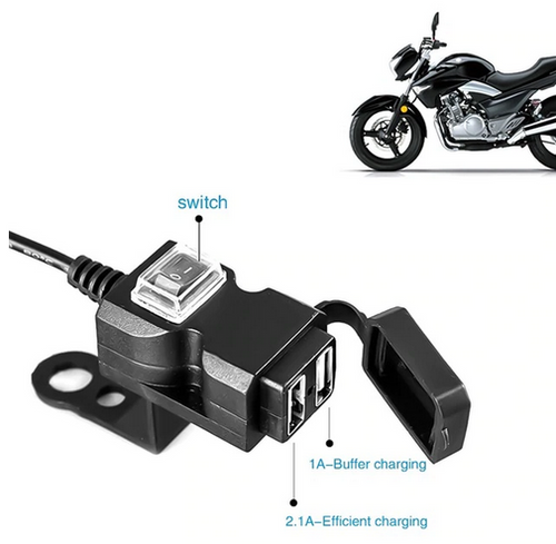 Dual USB Port 12V Waterproof Motorbike Motorcycle