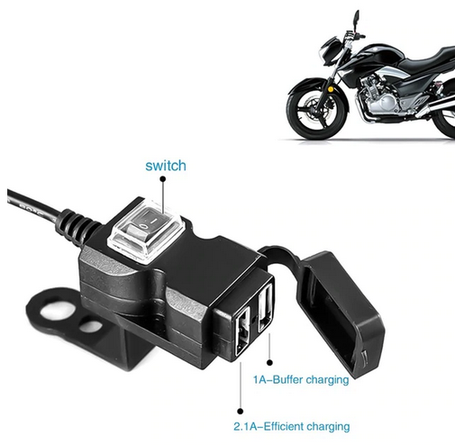 Dual USB Port 12V Waterproof Motorbike Motorcycle