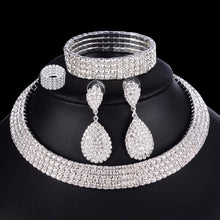 Load image into Gallery viewer, 4 PCS Luxury Wedding Bridal Jewelry Sets for Brides Women