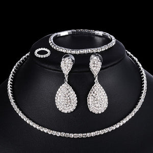4 PCS Luxury Wedding Bridal Jewelry Sets for Brides Women