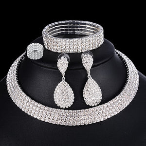 4 PCS Luxury Wedding Bridal Jewelry Sets for Brides Women