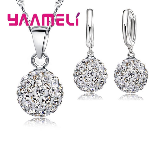 YAAMELI Shiny Latest Jewelry Set 925 Sterling Silver Austrian Crystal