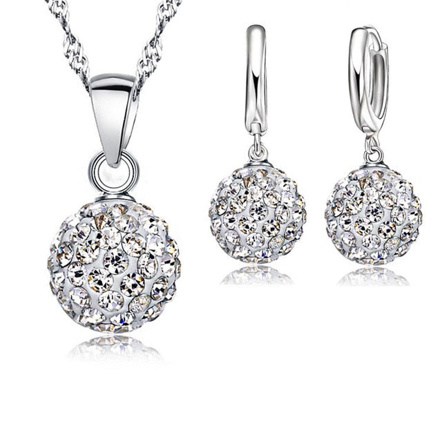 YAAMELI Shiny Latest Jewelry Set 925 Sterling Silver Austrian Crystal