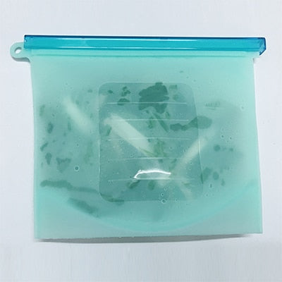 4PCS 1000ml Kitchen Food Sealing Storage Bag Reusable Refrigerator Fresh Bags Silicone Fruit Meat Ziplock Kitchen Organizer