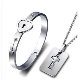 Fashion A Couple Jewelry Sets For Lovers Stainless Steel Love Heart